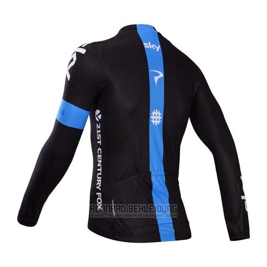 2014 Fahrradbekleidung Sky Shwarz und Azurblau Trikot Langarm und Tragerhose